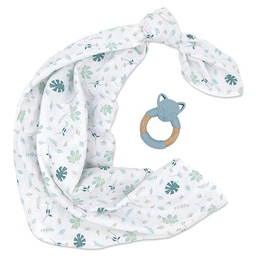 Organic Muslin Swaddle & Teether Gift Set