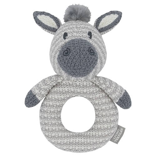 zebra knitted ring rattle