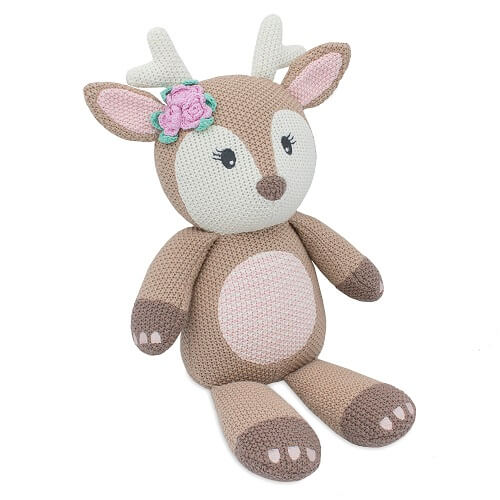 knitted fawn toy
