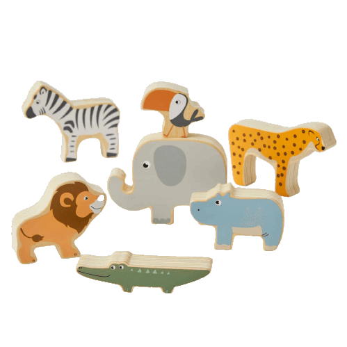 African stacking animals 7 piece set