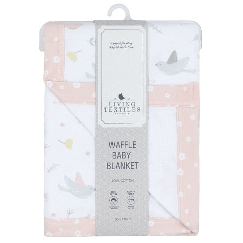 cot waffle blanket Ava birds