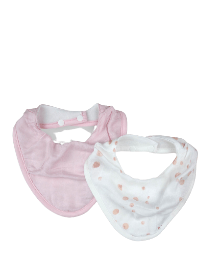 2 pack dusty pink bamboo bandanna bibs