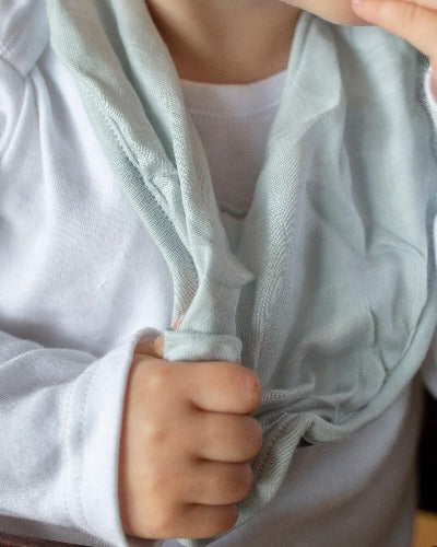 toddler wearing bamboo bandanna bib