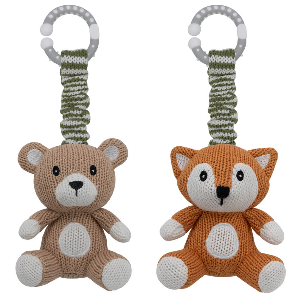 2 Pack Pram Toys - Bear and Fox