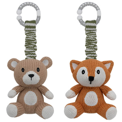 2 Pack Pram Toys - Bear and Fox