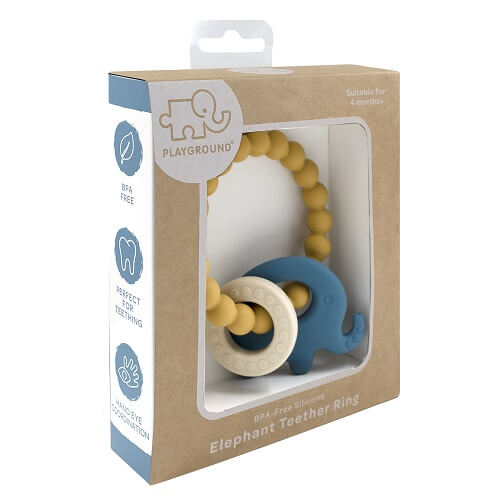 Boxed Silicone Teether Elephant Blue