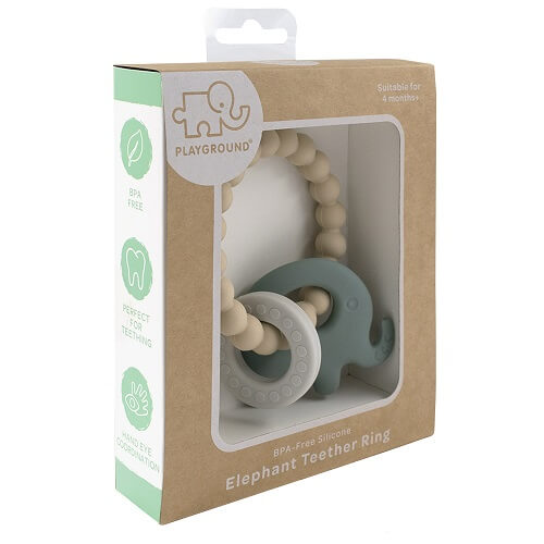 Boxed Silicone Teether Elephant Sage