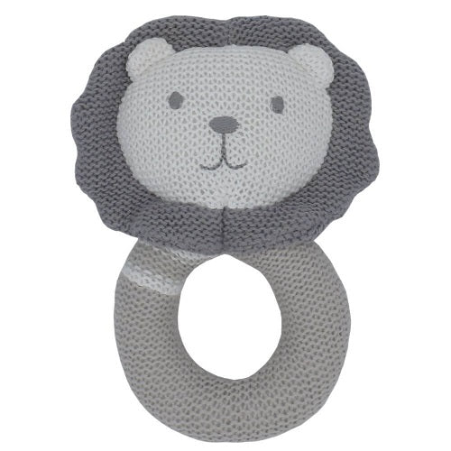 Austin Lion knitted ring rattle