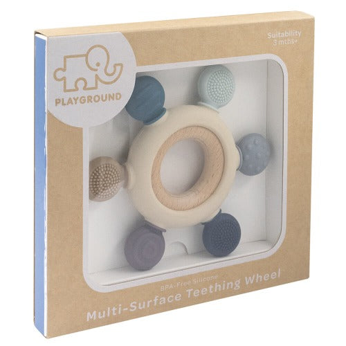 Multi Surface Teether Ring Blue in box