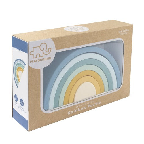 silicone rainbow stacker steel blue in box