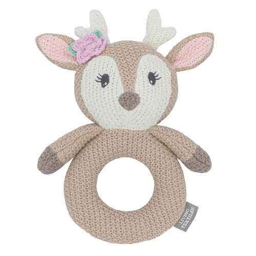fawn deer knitted ring rattle