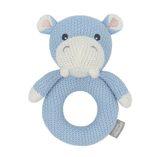 hippo knitted ring rattle