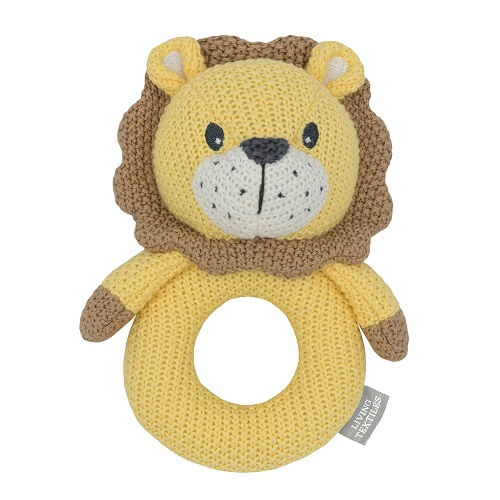 yellow lion knitted rattle