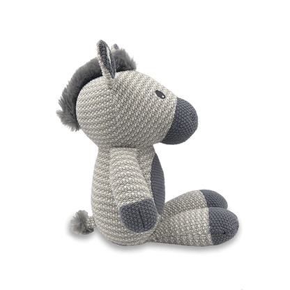 zebra knitted toy sideview