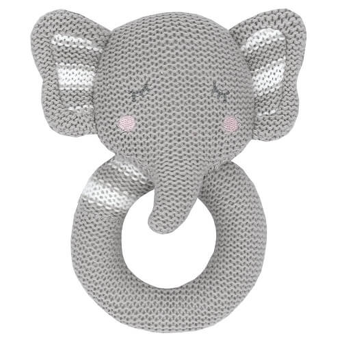 Knitted Elephant ring rattle toy