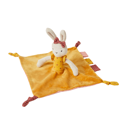 Esme bunny comforter in mustard dress