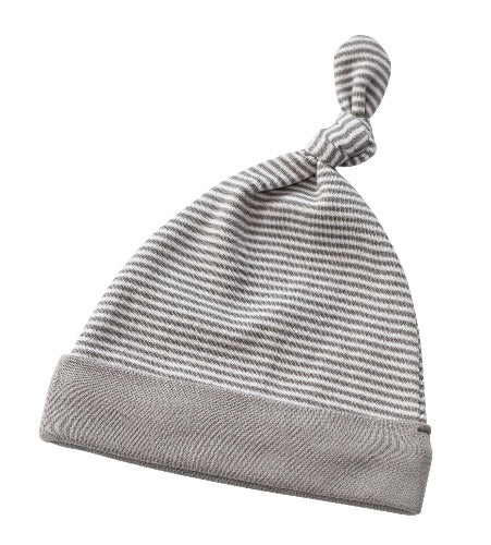 grey stripe baby beanie top knot