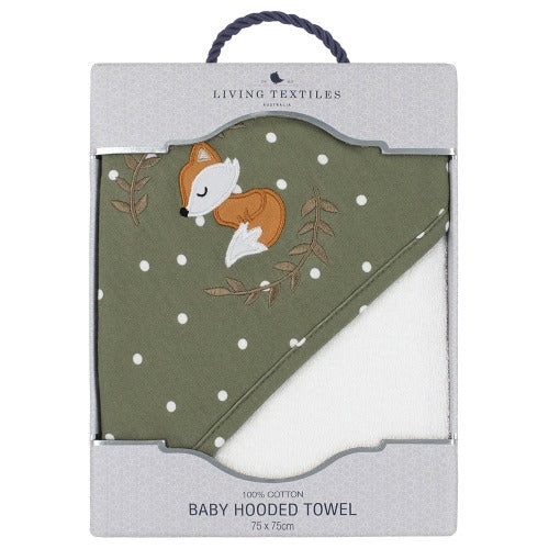 Boxed Hooded Towel Forest Embroidered Fox