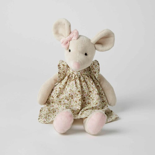 Isabella soft plush toy wearing floral dress