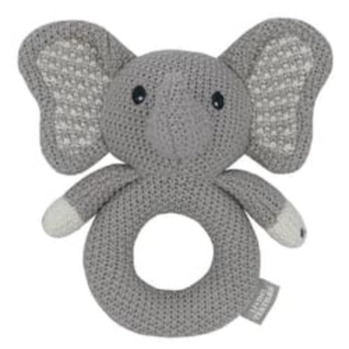 mason elephant knitted ring rattle