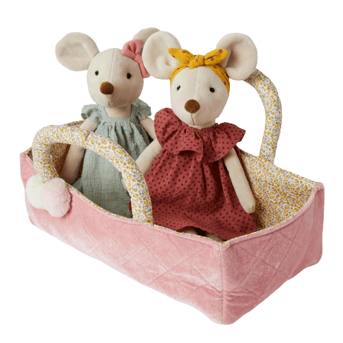 myrtle mouse and dorothy mouse in basket