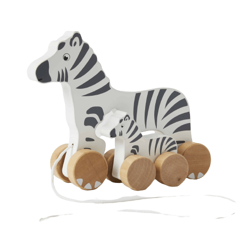 Zebra and baby pull along